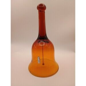Vintage Amber Pilgrim Hand Blown Art Dinner Glass Bell